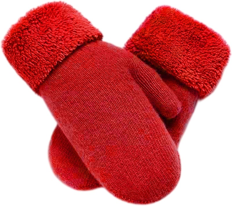Eohak Winter Warm Mittens for Women - Knit Gloves Soft Wool Thick Fleece Lining Mittens - Image 1